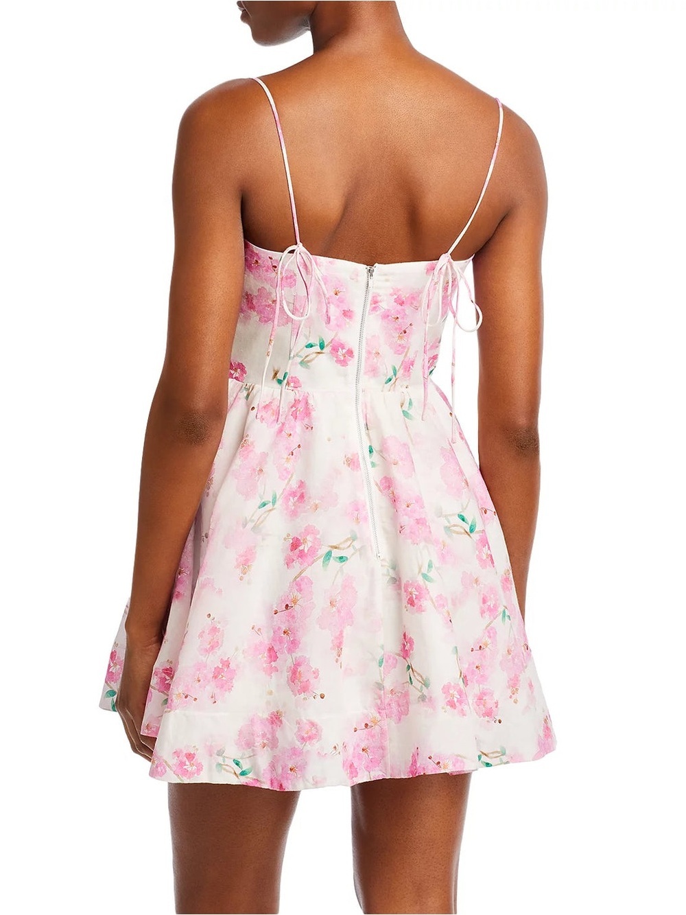 Bardot Elsie Floral Corset Mini Dress Pink Ramie Tie Strap Size 8 - Picture 16 of 16